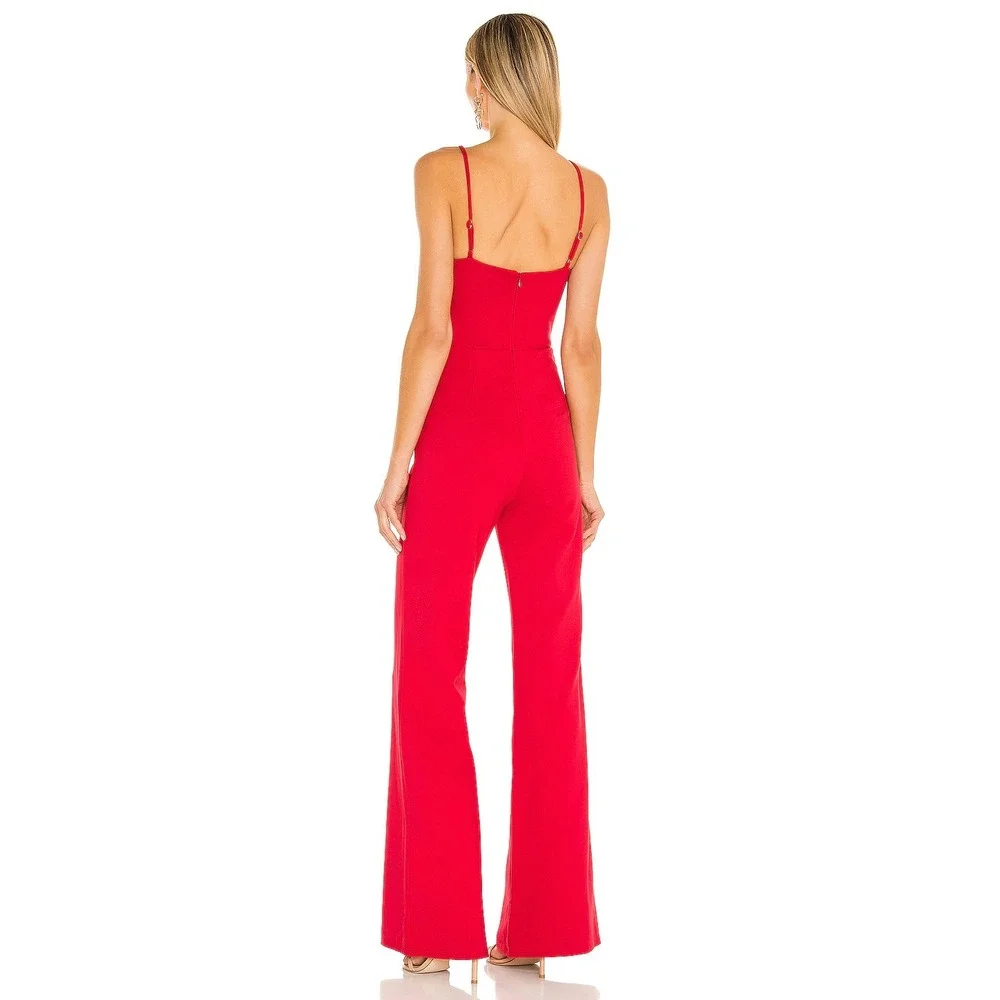 Lovers And Friends Lavinia Jumpsuit Red Classic Party Flare SMALL Spring Summer - Picture 3 of 13